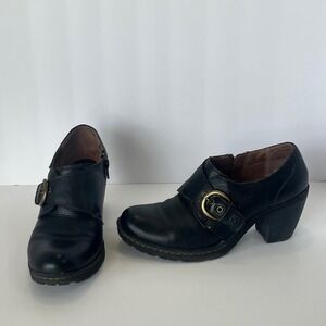 b.o.c. Born Concept Black Leather Monk Strap Ankle Booties C03703 Womens 7